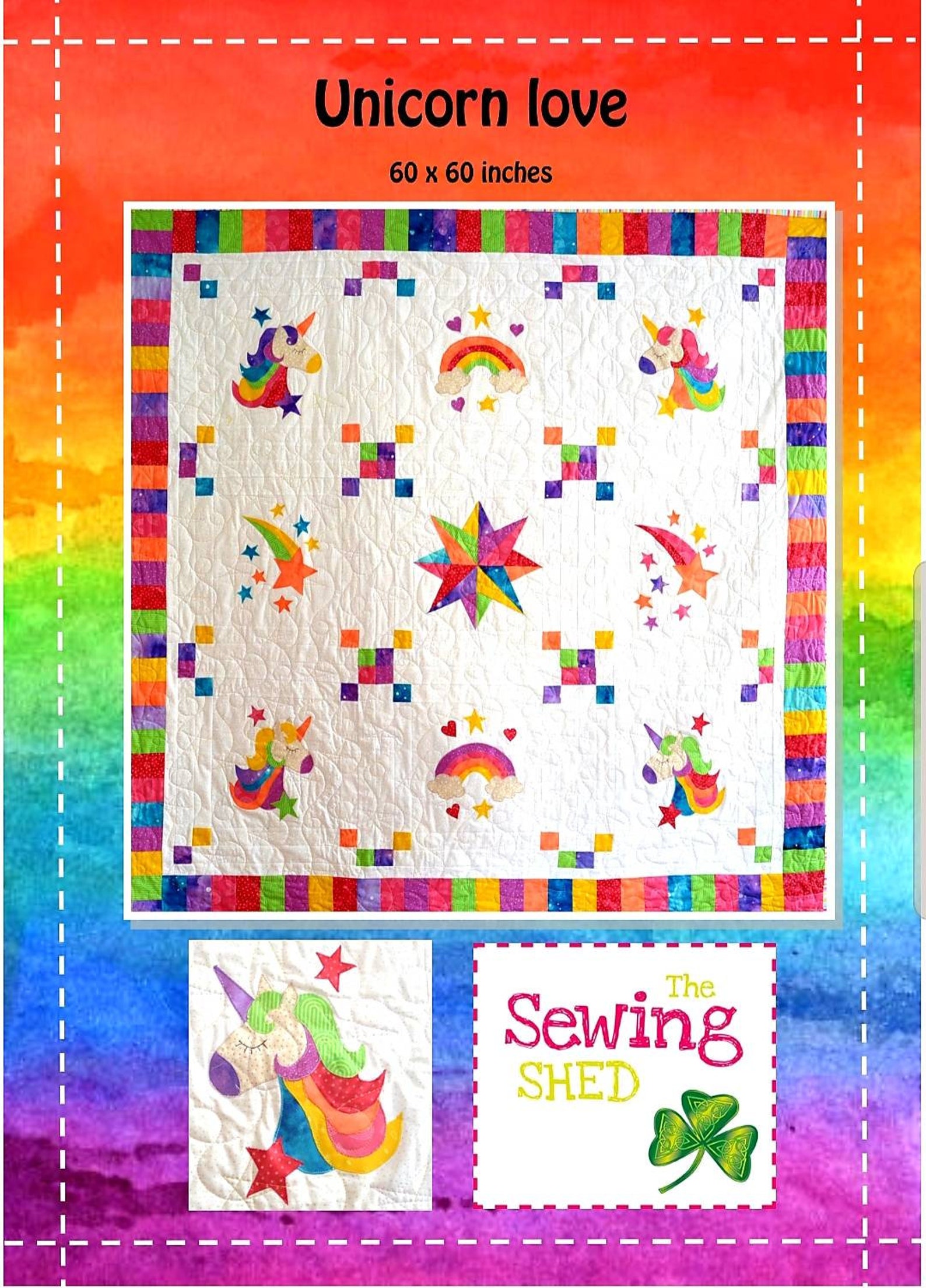 Unicorn Quilt PDF Pattern. Rainbow Coloured Quilt for All Etsy