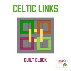 Celtic Links Quilt Block PDF mit den Maßen 14 x 14 Zoll (unfertige Größe)