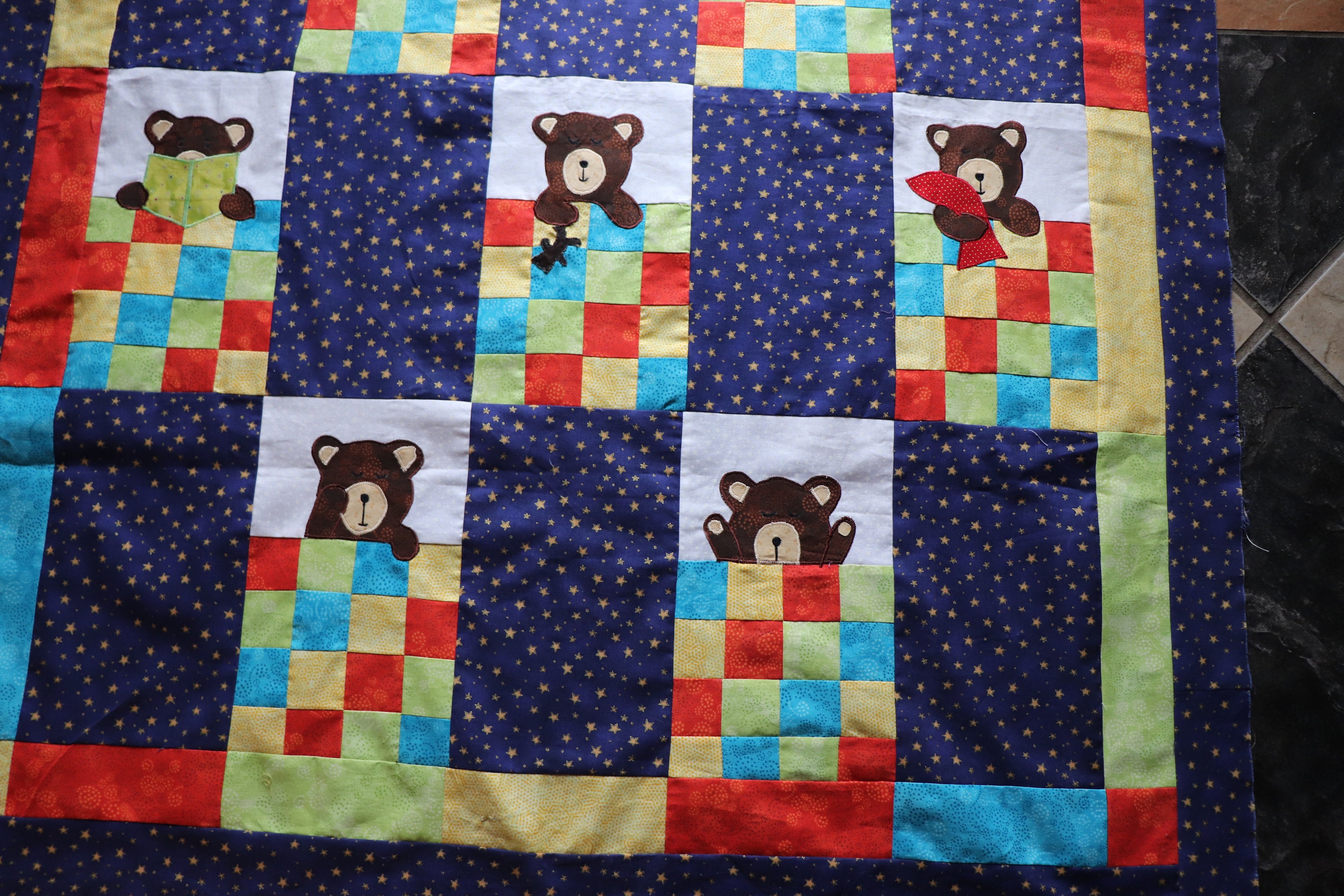 Teddy's in the Bed Quilt Baby Quilt Pattern Baby Quilt Etsy UK