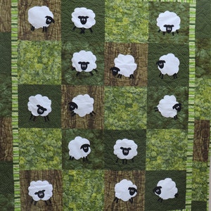 Schaf-Quilt-Muster, PDF-Download-Muster für diese atemberaubende Applikation mit Schafen. unsere meistverkaufte Anleitung aller Zeiten.