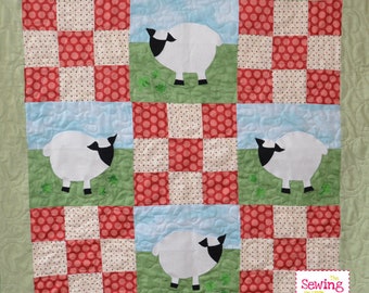 Sheep and Shamrock quilt kit.All fabrics to make this quilt with sheep & shamrocks and Irish chain blocks.Suitable for all, cute baby quilt