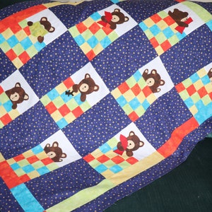 Beary Sleepy -Teddys im Bett Quilt, Baby Quilt Anleitung, Baby Quilt Applikation und Scrapanleitung. Digitaler Download