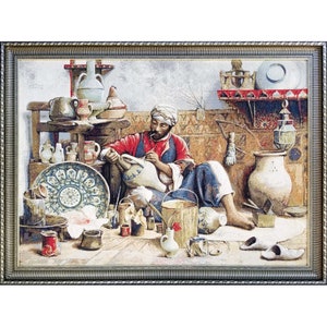 tapisserie, tissé, table, gobelet, carte, mur, cintre, peinture célèbre, art, artisanat, tissage de fils, travail de tissage de fils, jacquard tissé