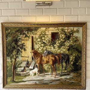Wanddekor-Wohndekor-Pferdeteppich-Pferd Jacquard-Wanddekor - gewebter italienischer Wandteppich, Luxuswandkunst, Jacquard-Weberei