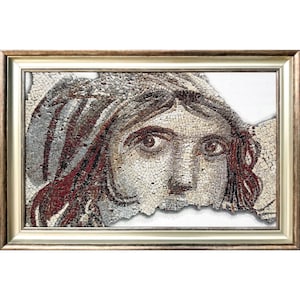 Pintura de tapices tejidos-Zeugma Mosaico Gypsy Girl,Arte mural de lujo, Tejido, Mesa, Goblen, Carta, Pared, Percha,Tejido de hilo,Trabajo de tejido de hilo-