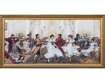 中世のタペストリー壁掛け - 領主の情景 - ミルフルールモチーフ