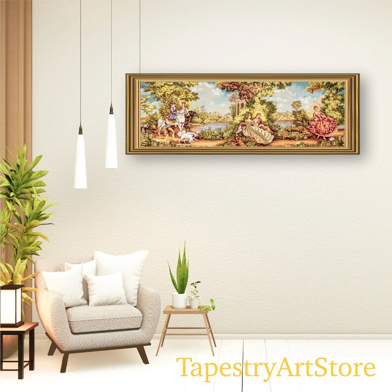 Medieval Tapestry Wall Hanging Seignorial Scene Etsy