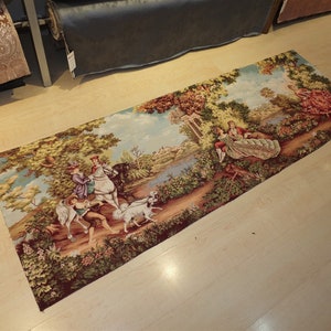 Gobelin średniowieczny - Scena senioralna - Motyw Millefleurs - Gobelin belgijski - Gobelin ścienny - Gobelin Tapestrytapestries