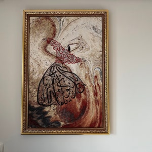 Tapestry Wall Hanging,woven,goblen,chart, Mevlana , famous painting, art, Islamic Wall Art, yarn weaving, yarn weaving work,Whirling Dervish