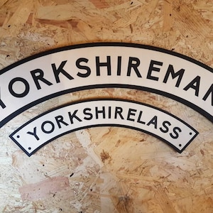Wood Yorkshireman and yorkshirelass signs perfect for a Yorkshire person to put on their wall