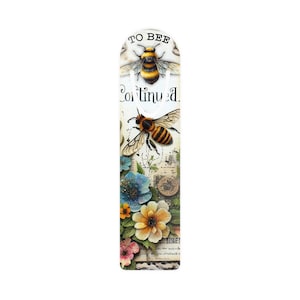 Zakładka Whimsical Bee, śliczna zakładka Floral, prezent do czytania, zakładka To Bee Continued, prezent dla miłośników pszczół, artykuły biblioteczne, wystrój książkowy