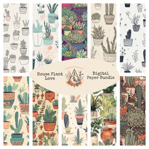 House Plant Patterns Digital Paper Bundle