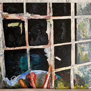 Country house window - acrylic on board