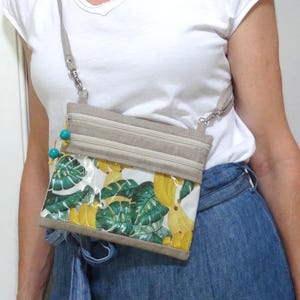 Phone crossbody bag, tropical travel gift for her, cell phone pouch with clear window and adjustable strap, fits phone up to 6.3 inches