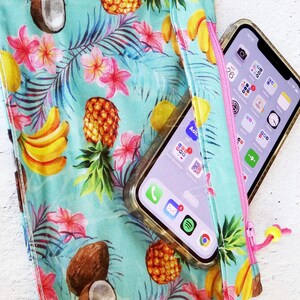 Estuche frontal de vinilo transparente para teléfono, billetera para teléfono con pantalla táctil para mamá, regalos tropicales para viajeros, se adapta a iPhone y teléfonos celulares de hasta 6.1 pulgadas