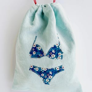 Linen and Liberty lingerie bag for mom, laundry bag for travel, gifts for travelers, Liberty fabric Mitsy