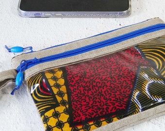 African fabric phone wristlet wallet, clear phone pouch for mom, travel gifts for women