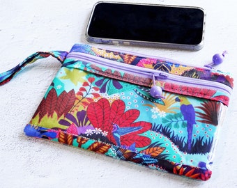 Pochette tactile, pochette téléphone portable, pochette imperméable, tissu tropical, cadeau pour femme, cadeau anniversaire femme