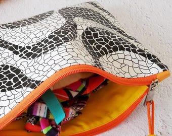 Waterproof zipper pouch, Copacabana print oilcloth wet bag