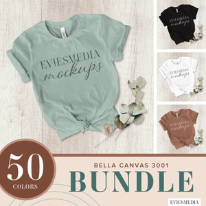 Bella Canvas 3001 Mockup Bundle | Quadrat JPG | T-Shirt Flach Lays | Packung 1