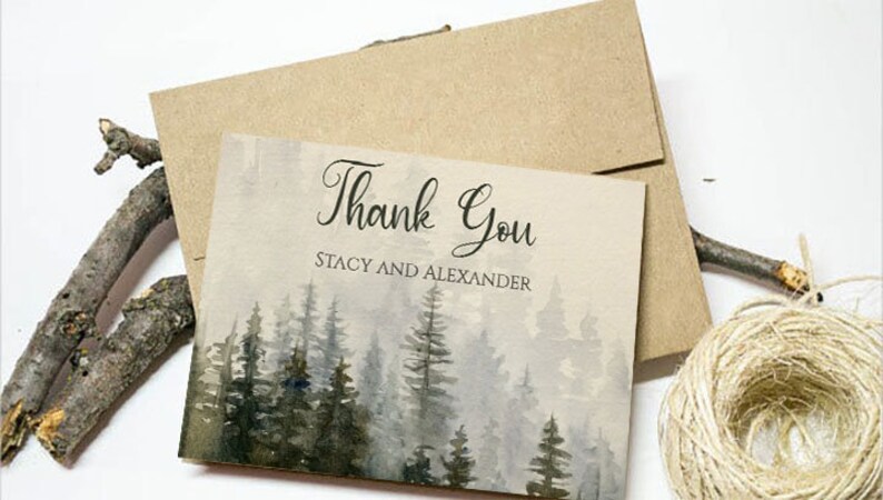 EDITABLE Folded Thank You Card Template Printable Forest - Etsy