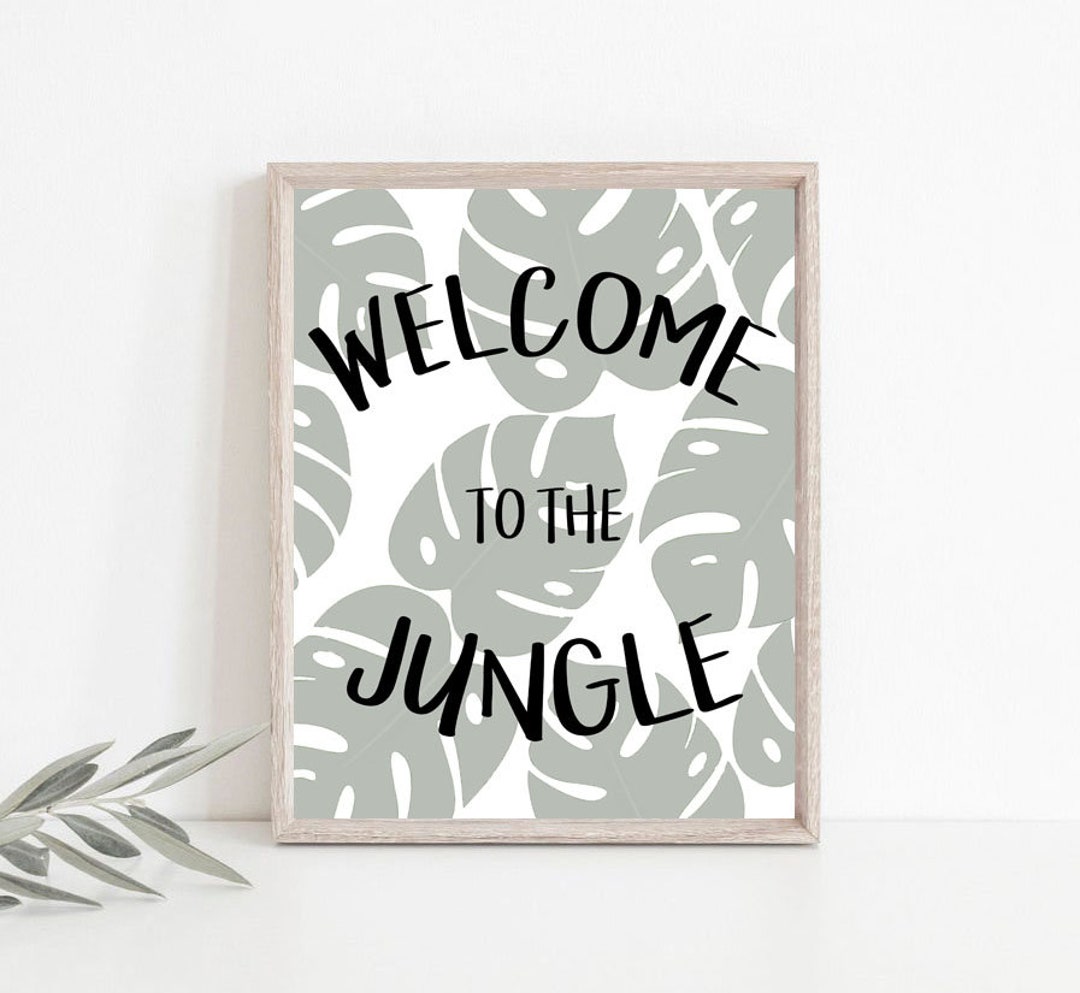 to the Jungle Sign, Printable Tropical Wall Decor, Jungle Leaf
