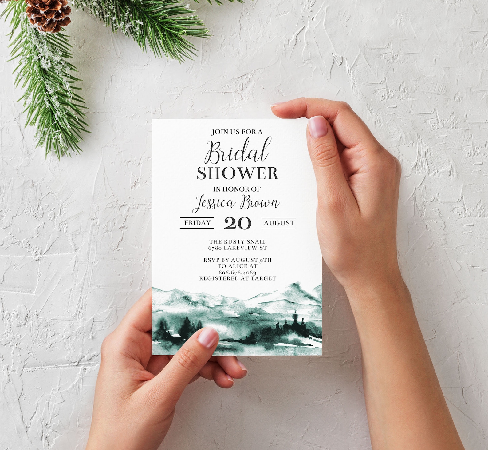 Mountain Bridal Shower Invitation Template Wedding Shower Etsy