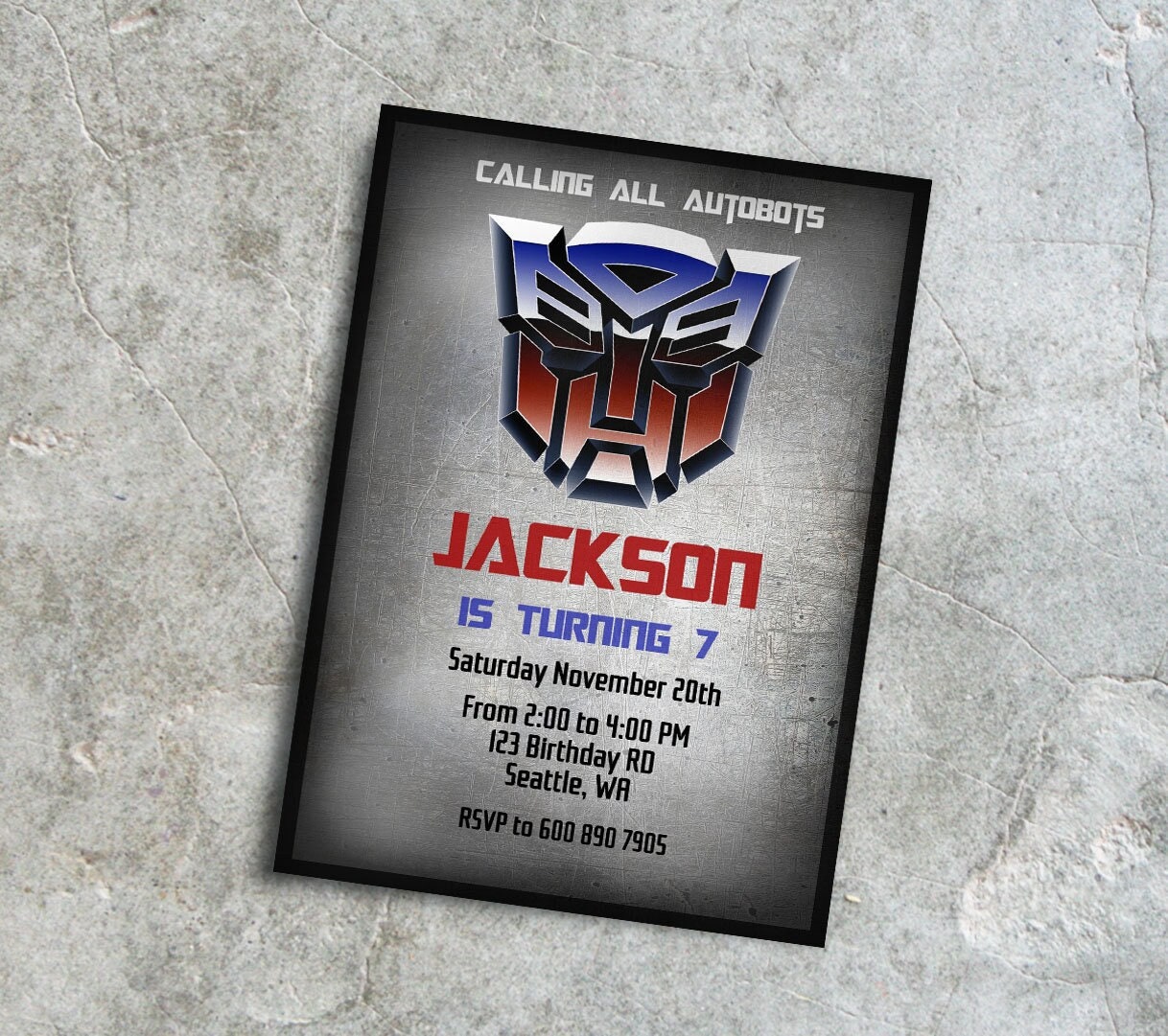 Transformers Optimus Prime Birthday Invitation, Autobot Theme Party ...