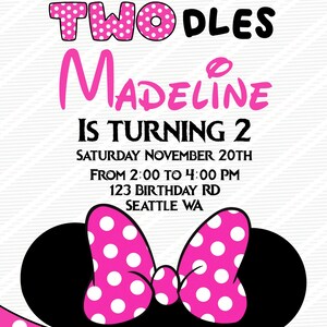 EDITABLE, Oh Twodles Minnie Mouse Birthday Invitation, Minnie Mouse ...