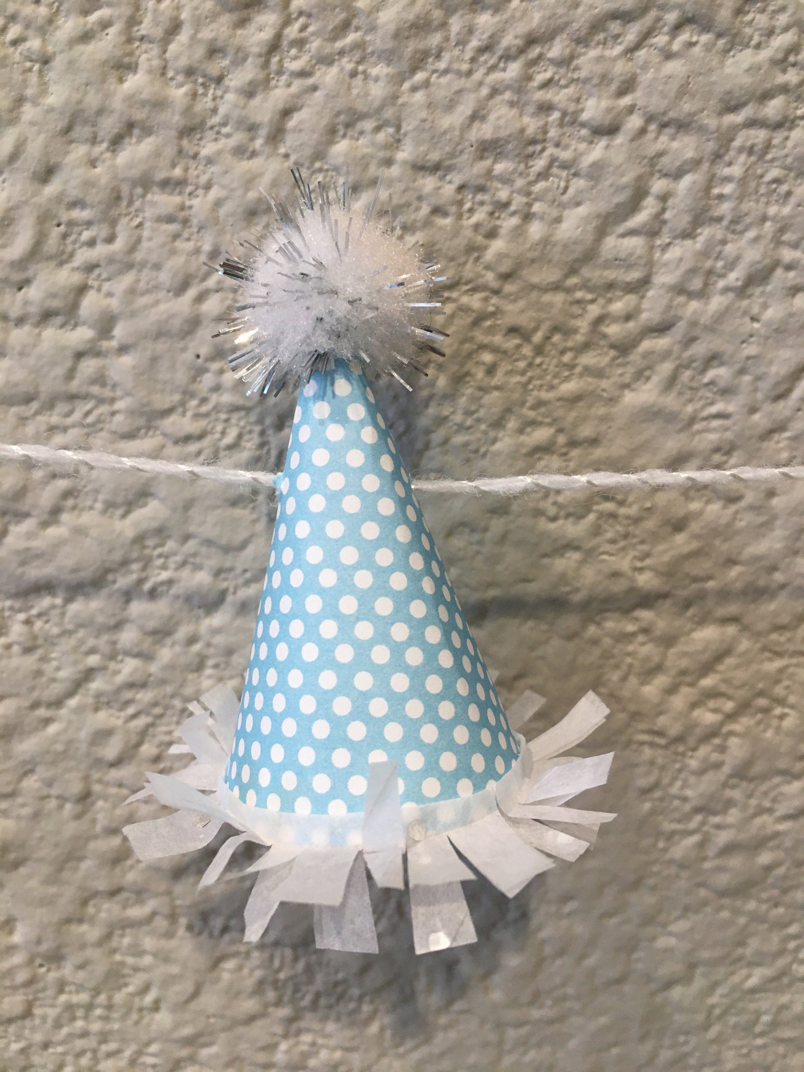 PARTY HAT BANNER Paper Hats With Pompoms and Fringe Party Decoration Etsy