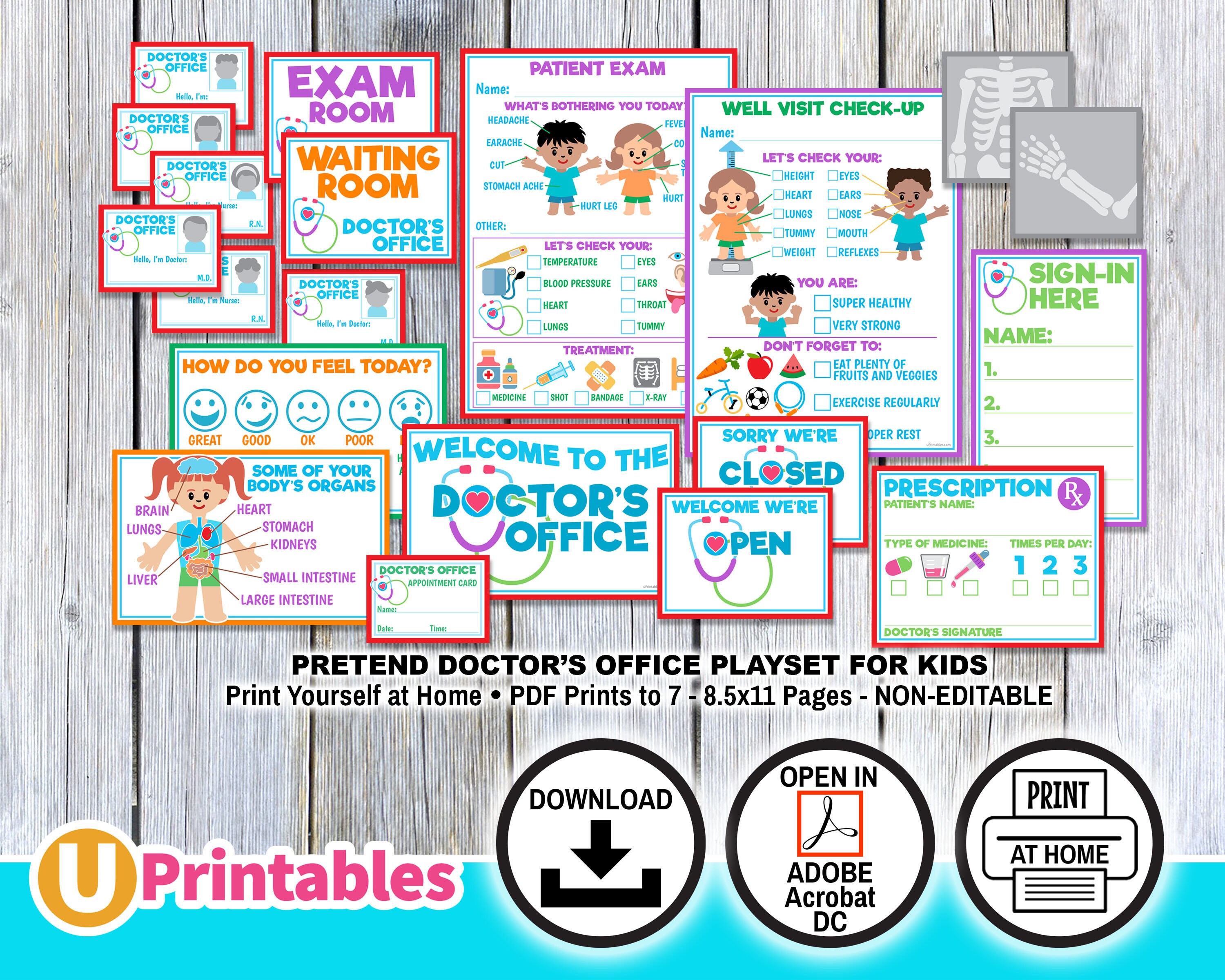 Pretend Doctors Office Doctor Playset for Kids Printables | Etsy