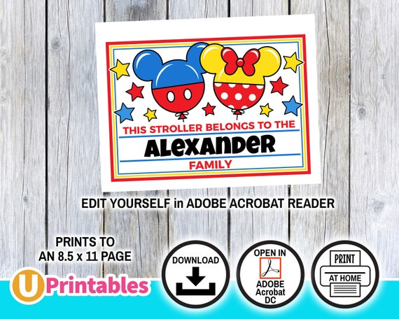 Printable Stroller Tag Sign Disney Stroller Spotter Tags | Etsy