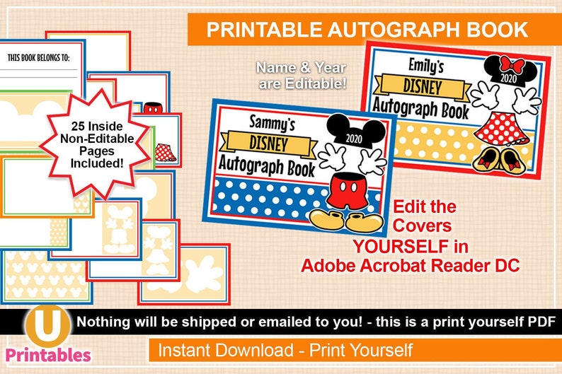 Printable Disney Autograph Ebook - Instantaneous Down load - Mickey Minnie - Print By yourself PDF - Customise Customise Include Your self - Autographs graphic about Printable Autograph Book for Students named Printable Disney Autograph Ebook - Quick Down load - Mickey Minnie - Print By yourself PDF - Customise Customise Go over Oneself - Autographs
