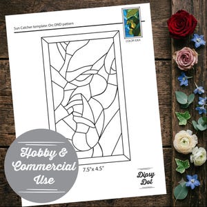 Orc Stained Glass Pattern – Digital Download | DIY Fantasy D&D Suncatcher Template