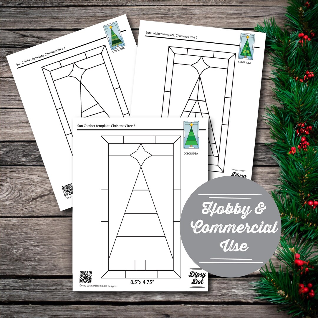 Christmas Tree Stained Glass Patterns (set of 3) – Digital Download ...