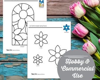 TÉLÉCHARGEMENT NUMÉRIQUE | Motif floral de vitrail de fleurs de printemps