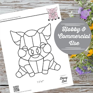 DESCARGA DIGITAL / Patrón de vitral DIY para Cerdito Feliz - Atrapasol de vitral