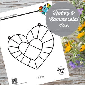 DIGITAL DOWNLOAD | DIY Stained Glass Pattern – Asymmetrical Heart Design