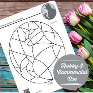 DIGITALE DOWNLOAD | Patroon voor glas-in-loodkat