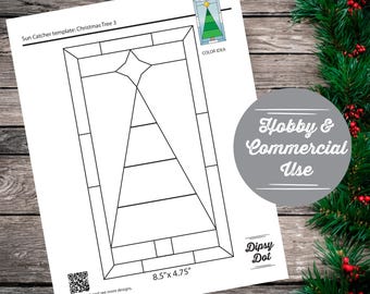 Christmas Tree Stained Glass Patterns – Digital Download | Easy DIY Suncatcher Template