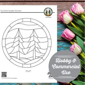 Pine Tree Glasmalerei-Muster: DIY Suncatcher-Vorlage (Digitaler Download