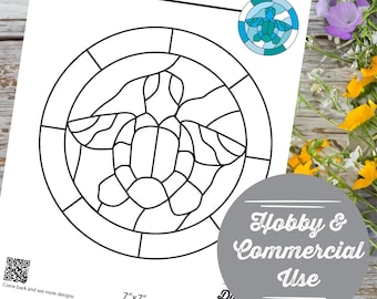 DIGITAL DOWNLOAD | DIY Stained Glass Pattern – Sea Turtle Pattern