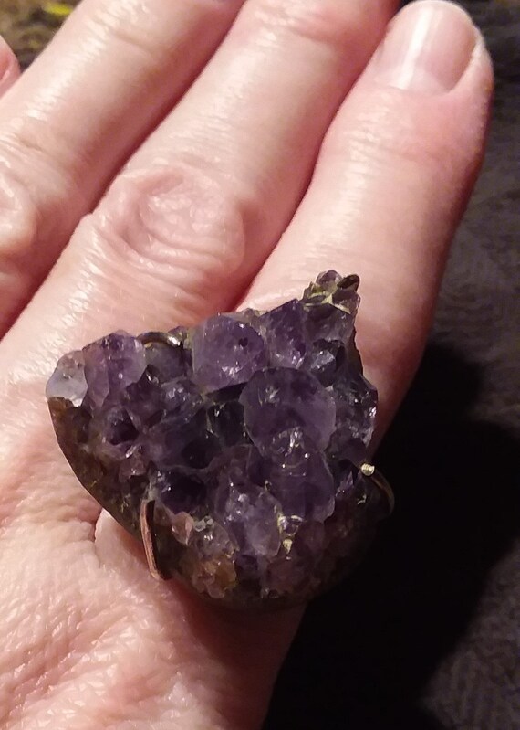 Amethyst Druzy  Statement Ring, Size 9, Artisan R… - image 3