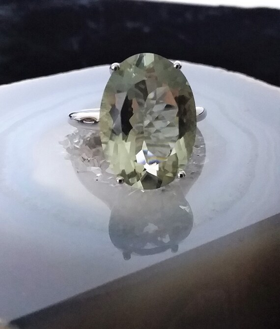 Prasiolite  Sterling Silver Statement Ring, Size … - image 6