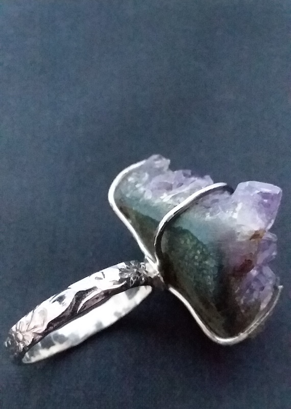 Amethyst Druzy  Statement Ring, Size 9, Artisan R… - image 5