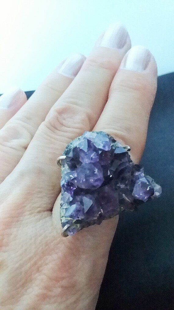 Amethyst Druzy  Statement Ring, Size 9, Artisan R… - image 4