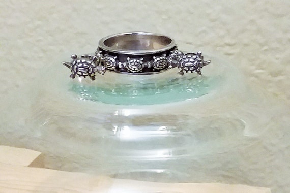 Sterling Silver Turtle Spinner Ring with Matching… - image 2