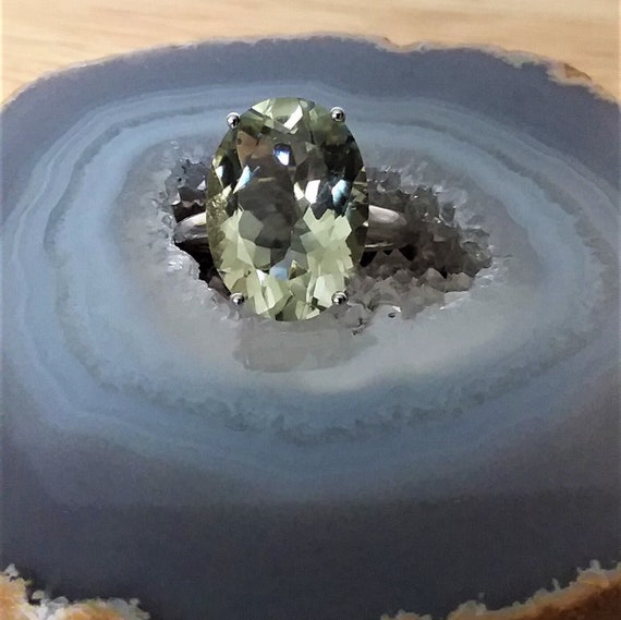 Prasiolite  Sterling Silver Statement Ring, Size … - image 1