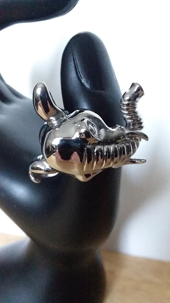 Elephant Head Statement Ring, Size 7 - image 2