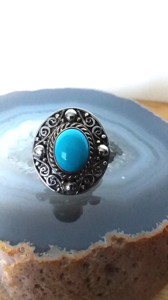 Sleeping Beauty Blue Turquoise Sterling Silver Rin